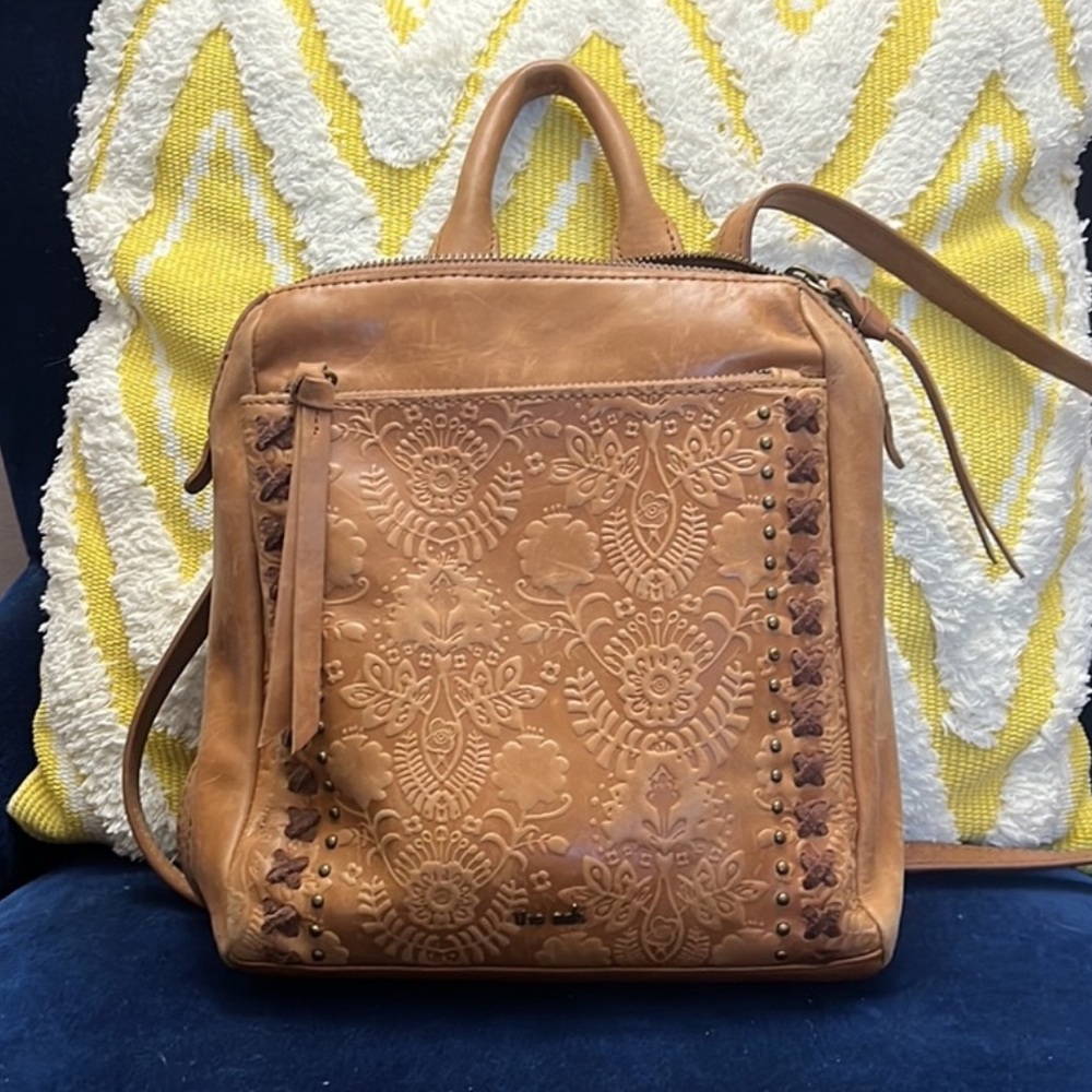 The Sak Tan Embossed Leather Convertible Crossbody Bag Backpack - Picture 3 of 8